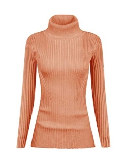 v28 Women Stretchable Turtleneck Knit Long Sleeve Slim Fit Sweater