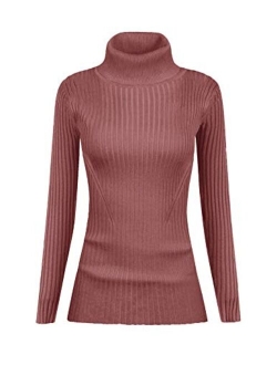 v28 Women Stretchable Turtleneck Knit Long Sleeve Slim Fit Sweater