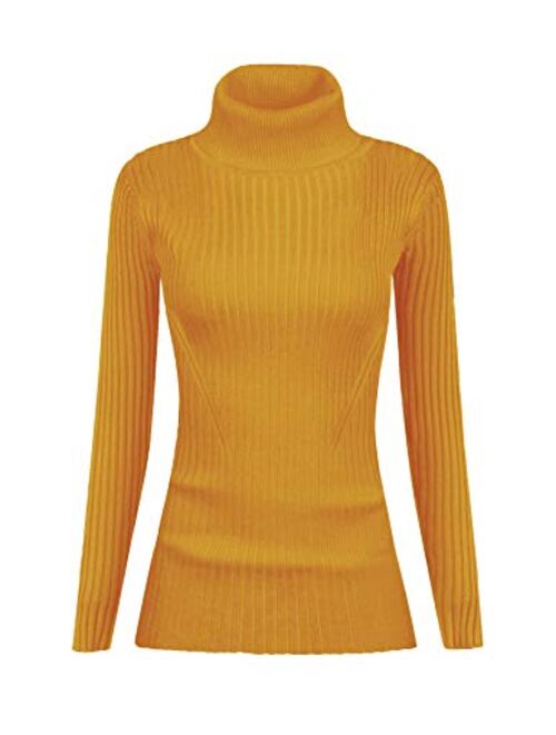 v28 Women Stretchable Turtleneck Knit Long Sleeve Slim Fit Sweater