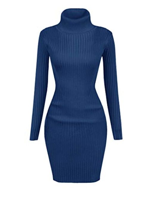 v28 Women Stretchable Turtleneck Knit Long Sleeve Slim Fit Sweater