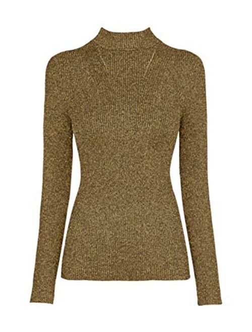 v28 Women Stretchable Turtleneck Knit Long Sleeve Slim Fit Sweater