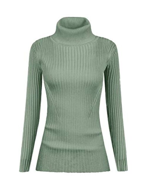 v28 Women Stretchable Turtleneck Knit Long Sleeve Slim Fit Sweater