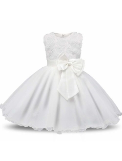 Girl Sleeveless Lace 3D Flower Tutu Holiday Princess Dresses