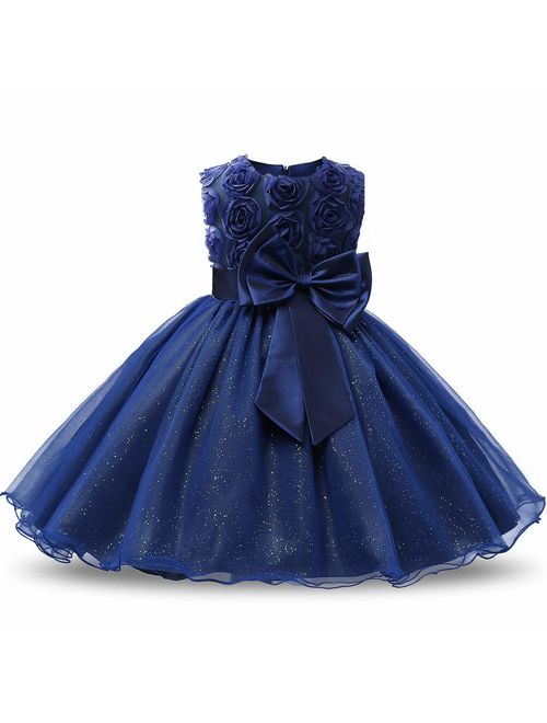 NNJXD Girl Sleeveless Lace 3D Flower Tutu Holiday Princess Dresses