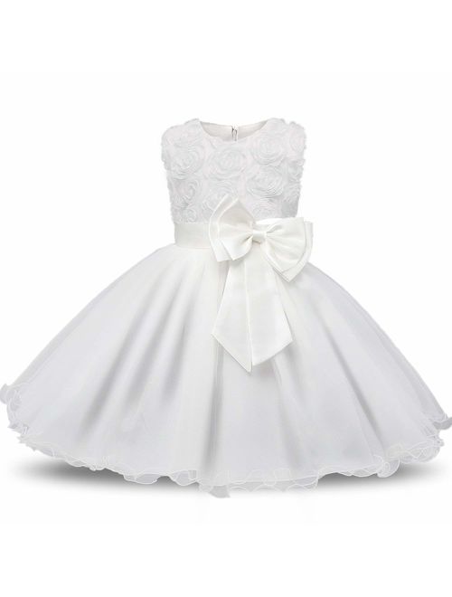 NNJXD Girl Sleeveless Lace 3D Flower Tutu Holiday Princess Dresses