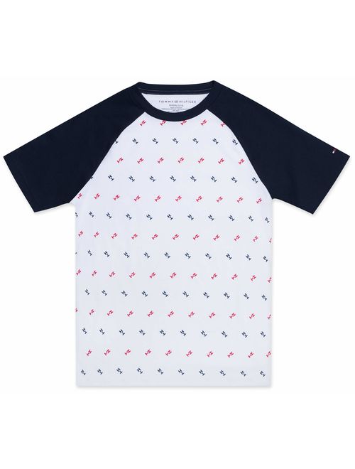 Tommy Hilfiger Boys' Raglan Logo Short Sleeve Tee Shirt