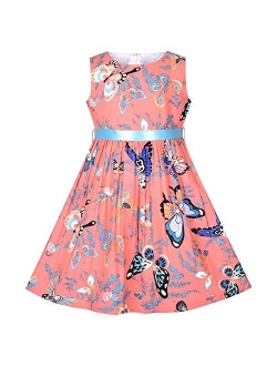 Girls Dress Blue Flower Print