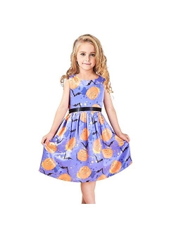 Girls Dress Blue Flower Print