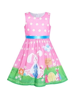 Girls Dress Blue Flower Print