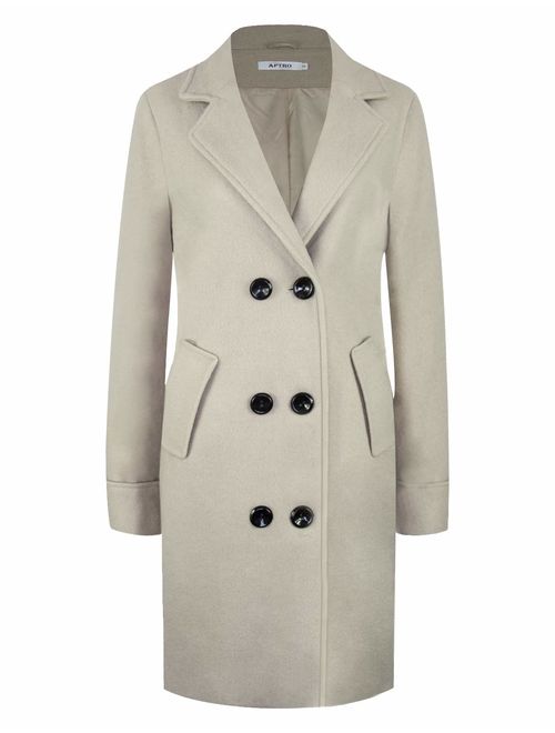 APTRO Women's Wool Blend Double Breasted Notched Lapels Winter Coat Mid-Long Pea Coat