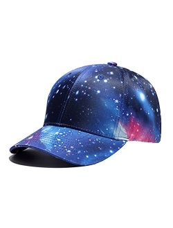 Quanhaigou Purple Galaxy Snapback Hat Unisex Trucker Hat Hip Hop Plaid Flat Bill Brim Adjustable Baseball Cap
