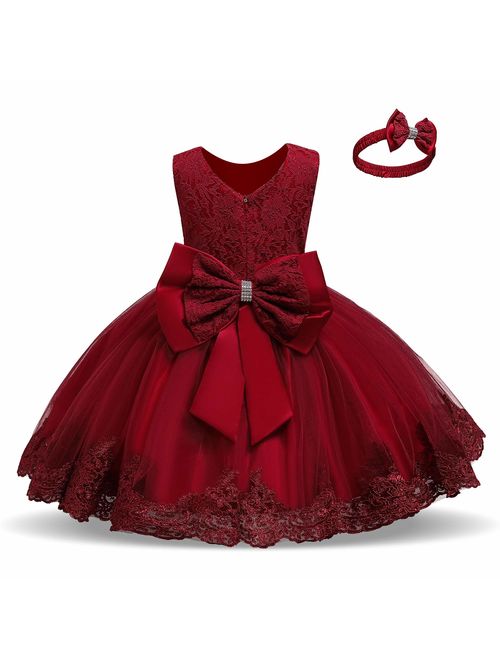 NNJXD Girls' Tulle Flower Princess Wedding Dress for Toddler and Baby Girl