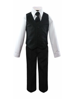 Luca Gabriel Toddler Boys' 5 Piece Classic Fit No Tail Formal Khaki Dress Suit Set with Tie and Vest