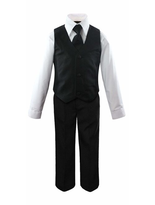 Luca Gabriel Toddler Boys' 5 Piece Classic Fit No Tail Formal Khaki Dress Suit Set with Tie and Vest