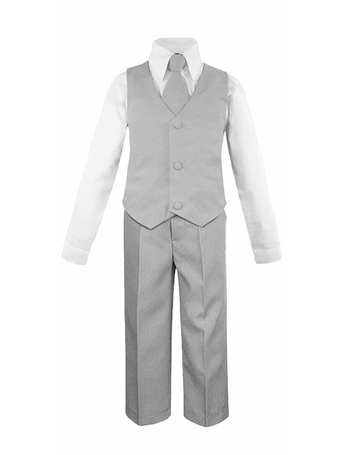 Luca Gabriel Toddler Boys' 5 Piece Classic Fit No Tail Formal Khaki Dress Suit Set with Tie and Vest