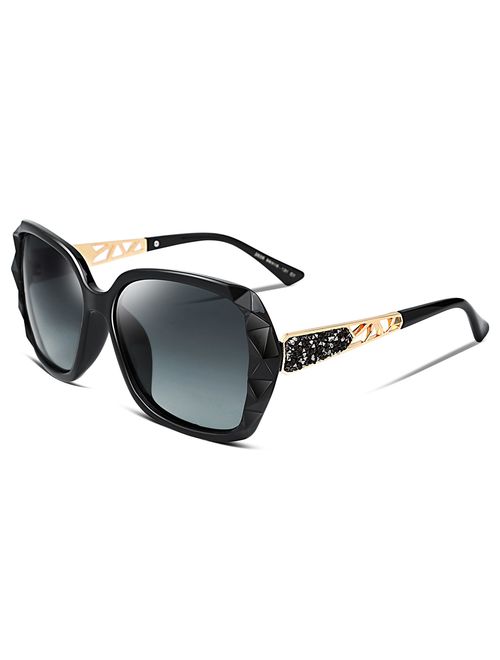 FEISEDY Classic Polarized Women Sunglasses Sparkling Composite Frame B2289