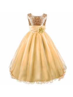 Acecharming Girls Dresses Sequin Flower Girls Party Dress Bridesmaid Ball Gown Wedding Tulle 3-10 Years