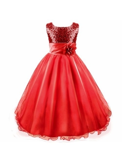 Acecharming Girls Dresses Sequin Flower Girls Party Dress Bridesmaid Ball Gown Wedding Tulle 3-10 Years