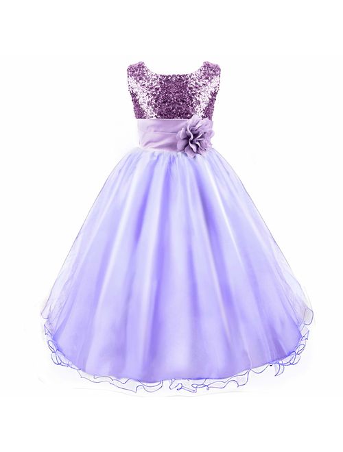 Acecharming Girls Dresses Sequin Flower Girls Party Dress Bridesmaid Ball Gown Wedding Tulle 3-10 Years