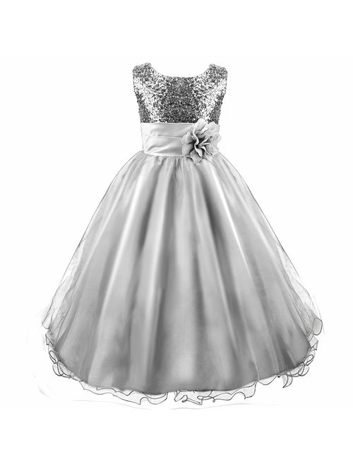 Acecharming Girls Dresses Sequin Flower Girls Party Dress Bridesmaid Ball Gown Wedding Tulle 3-10 Years