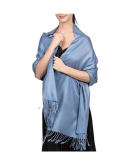 Achillea Soft Silky Solid Pashmina Shawl Wrap Scarf for Wedding Bridesmaid Dress