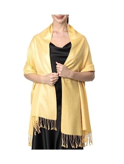 Achillea Soft Silky Solid Pashmina Shawl Wrap Scarf for Wedding Bridesmaid Dress