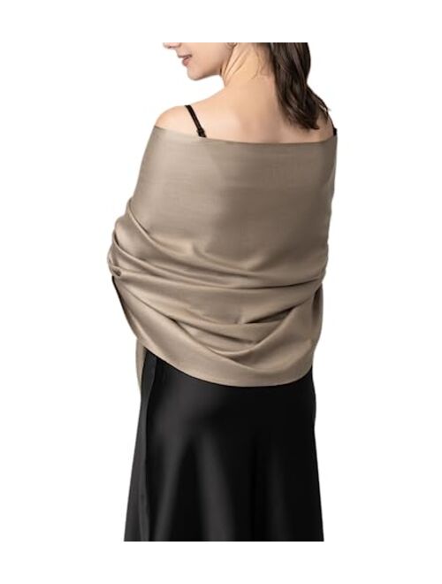 Achillea Soft Silky Solid Pashmina Shawl Wrap Scarf for Wedding Bridesmaid Dress