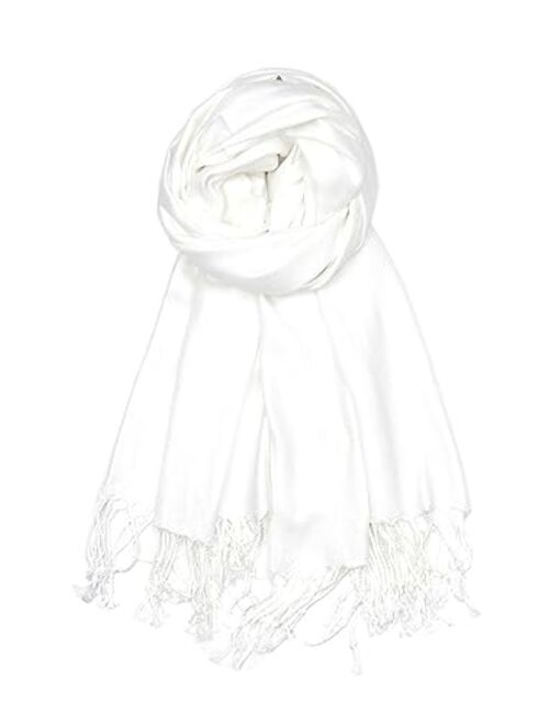 Achillea Soft Silky Solid Pashmina Shawl Wrap Scarf for Wedding Bridesmaid Dress