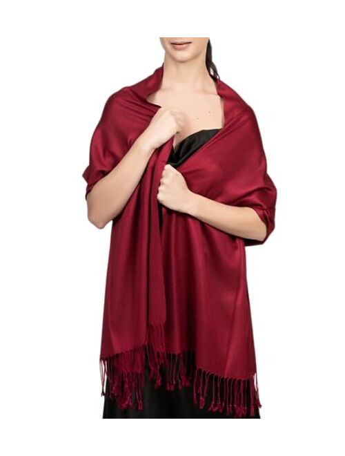 Achillea Soft Silky Solid Pashmina Shawl Wrap Scarf for Wedding Bridesmaid Dress