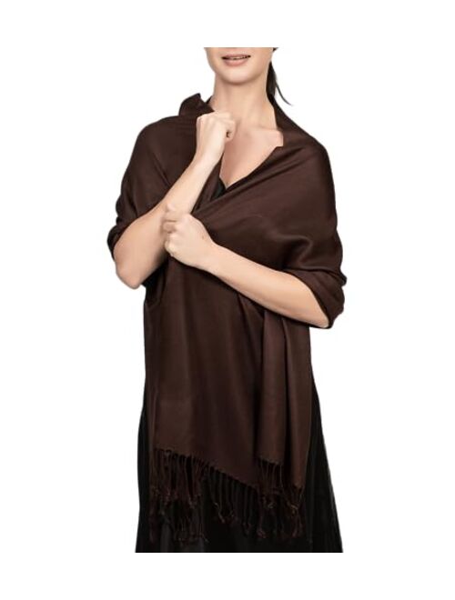 Achillea Soft Silky Solid Pashmina Shawl Wrap Scarf for Wedding Bridesmaid Dress