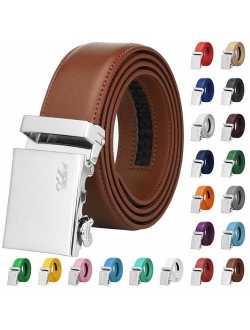 Falari Men Unisex Genuine Leather Ratchet Dress Belt Automatic Sliding Buckle - 20 Variety Colors - Trim to Fit