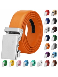 Falari Men Unisex Genuine Leather Ratchet Dress Belt Automatic Sliding Buckle - 20 Variety Colors - Trim to Fit