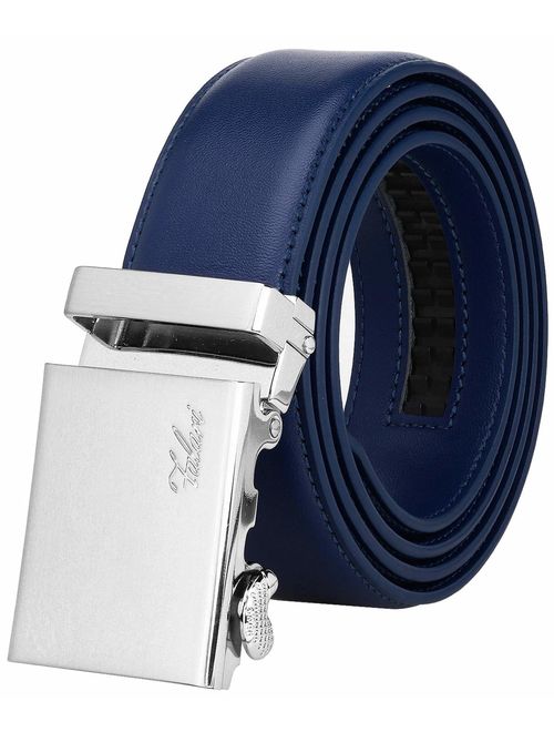 Falari Men Unisex Genuine Leather Ratchet Dress Belt Automatic Sliding Buckle - 20 Variety Colors - Trim to Fit