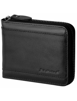 Admetus Men's Genuine Leather Short Zip-around Bifold Wallet