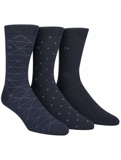 Men's 3 Pack Fashion Geometric Casual Crew Socks