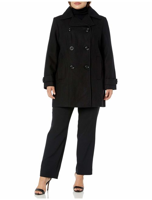 Anne Klein Women's Classic Double Breasted Coat Plus Size