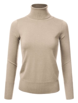 NINEXIS Women's Long Sleeve Turtle Neck Knit Sweater Top with Plus Size