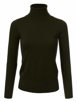 NINEXIS Women's Long Sleeve Turtle Neck Knit Sweater Top with Plus Size