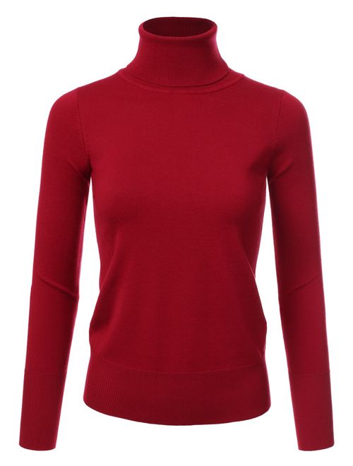 NINEXIS Women's Long Sleeve Turtle Neck Knit Sweater Top with Plus Size