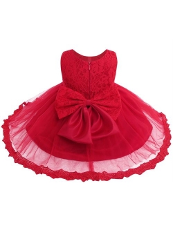 TiaoBug Baby Girls Flower Ruffled Princess Bowknot Wedding Pageant Christening Baptism Communion Party Dress