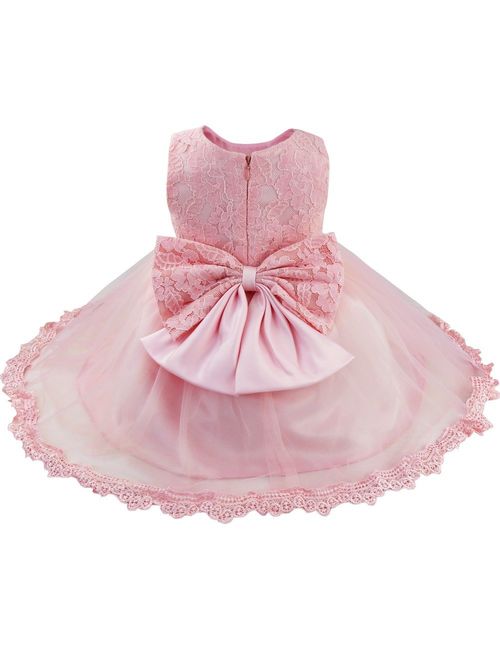 TiaoBug Baby Girls Flower Ruffled Princess Bowknot Wedding Pageant Christening Baptism Communion Party Dress