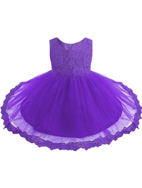 TiaoBug Baby Girls Flower Ruffled Princess Bowknot Wedding Pageant Christening Baptism Communion Party Dress