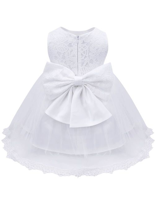 TiaoBug Baby Girls Flower Ruffled Princess Bowknot Wedding Pageant Christening Baptism Communion Party Dress