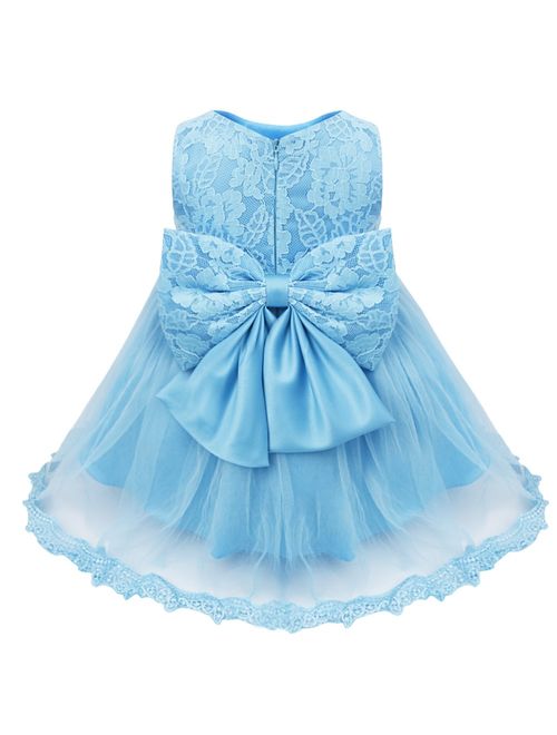 TiaoBug Baby Girls Flower Ruffled Princess Bowknot Wedding Pageant Christening Baptism Communion Party Dress