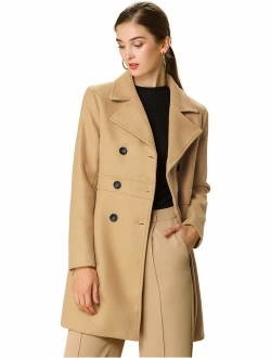 Women's Double Breasted Notched Lapel Long Winter Coats