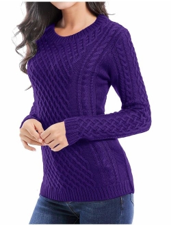 v28 Women Crew Neck Knit Stretchable Elasticity Long Sleeve Sweater Jumper Pullover