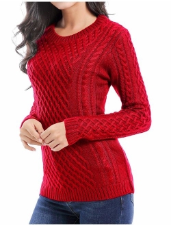 v28 Women Crew Neck Knit Stretchable Elasticity Long Sleeve Sweater Jumper Pullover