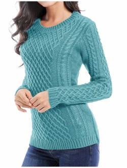 v28 Women Crew Neck Knit Stretchable Elasticity Long Sleeve Sweater Jumper Pullover