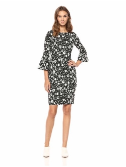 Women's 3/4 Bell Sleeve Sheath Dress