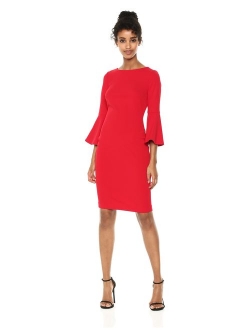 Women's 3/4 Bell Sleeve Sheath Dress